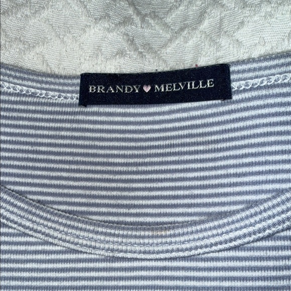 Brandy Melville baby blue and white Striped Long Sleeve Top - Picture 3 of 3